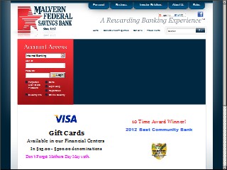 Web site www.malvernfederal.com, Malvern Federal Savings Bank